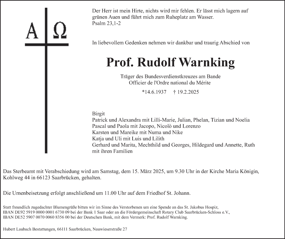  Traueranzeige für Rudolf Warnking vom 01.03.2025 aus saarbruecker_zeitung