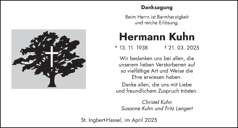  Traueranzeige für Hermann Kuhn vom 26.04.2025 aus saarbruecker_zeitung