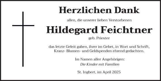 Traueranzeige von Hildegard Feichtner von saarbruecker_zeitung