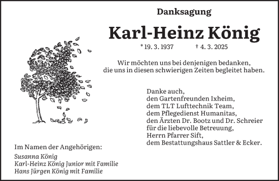 Traueranzeige von Karl-Heinz König von saarbruecker_zeitung