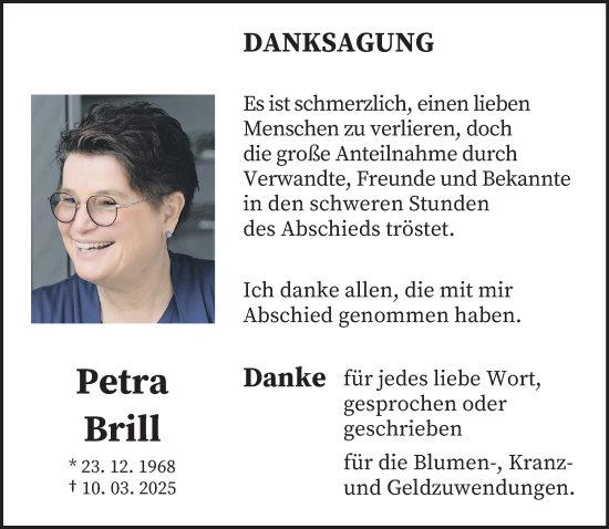 Traueranzeige von Petra Brill von saarbruecker_zeitung