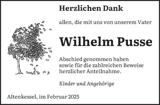 Traueranzeige von Wilhelm Pusse von saarbruecker_zeitung