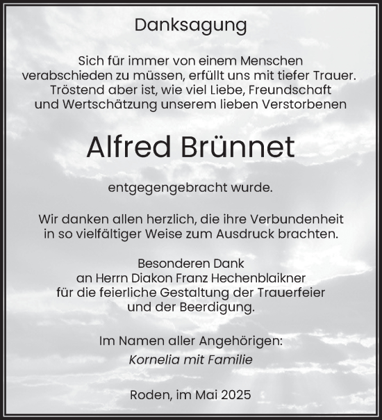 Traueranzeige von Alfred Brünnet von saarbruecker_zeitung