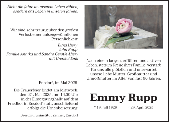 Traueranzeige von Emmy Rupp von saarbruecker_zeitung