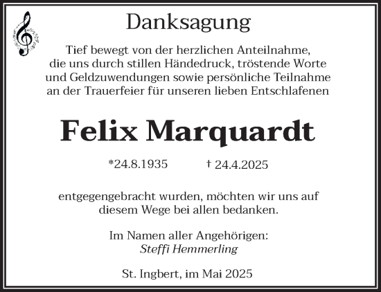 Traueranzeige von Felix Marquardt von saarbruecker_zeitung