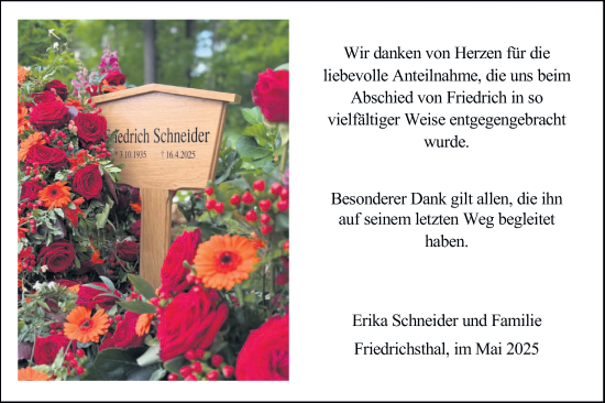 Traueranzeige von Friedrich Schneider von saarbruecker_zeitung