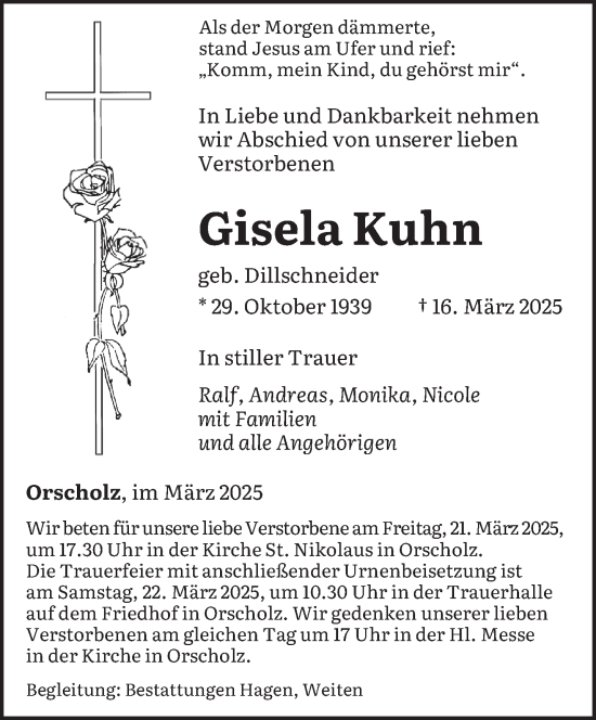 Traueranzeige von Gisela Kuhn von saarbruecker_zeitung