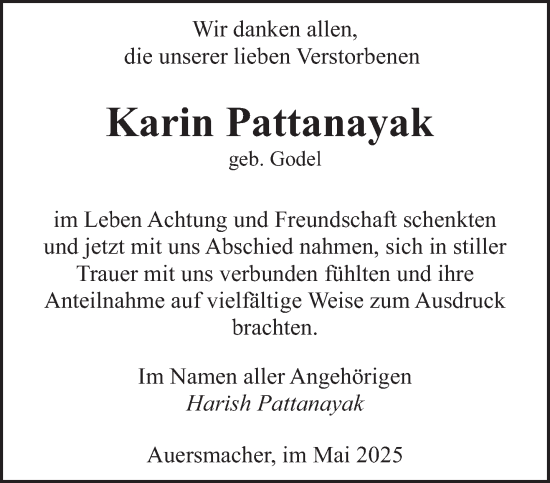 Traueranzeige von Karin Pattanayak von saarbruecker_zeitung