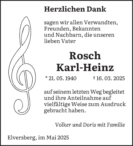 Traueranzeige von Karl-Heinz Rosch von saarbruecker_zeitung