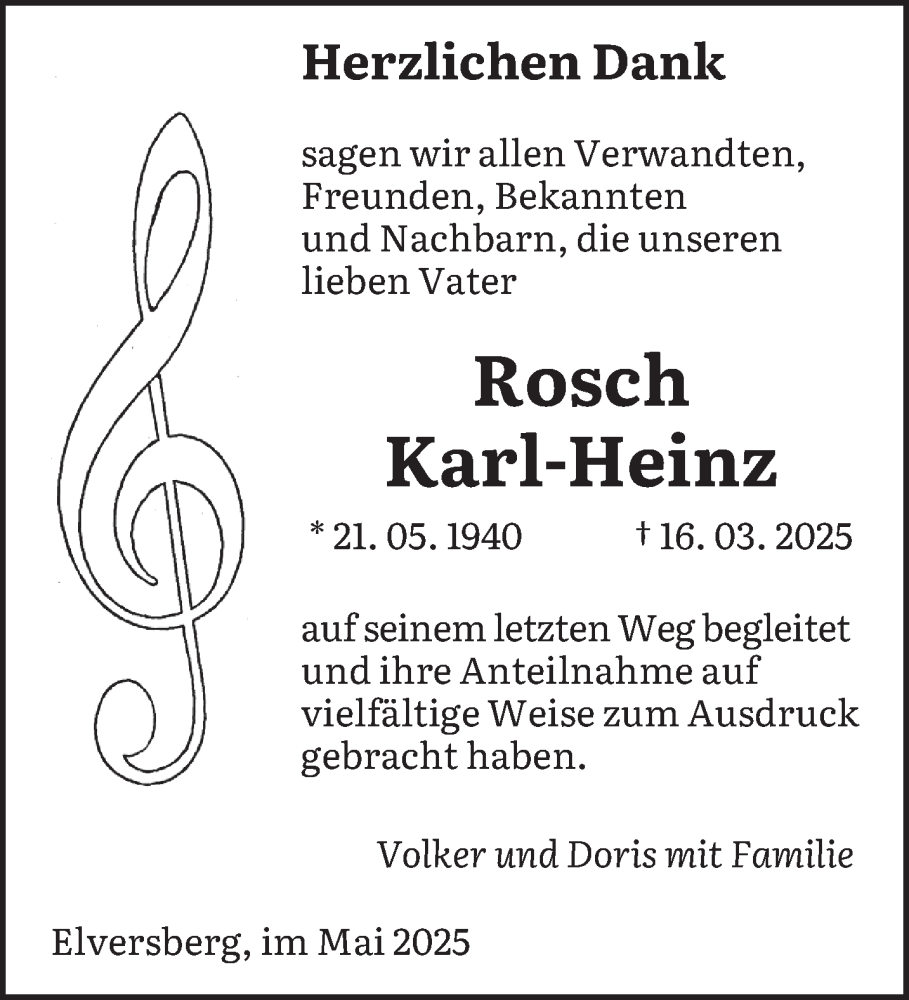  Traueranzeige für Karl-Heinz Rosch vom 17.05.2025 aus saarbruecker_zeitung