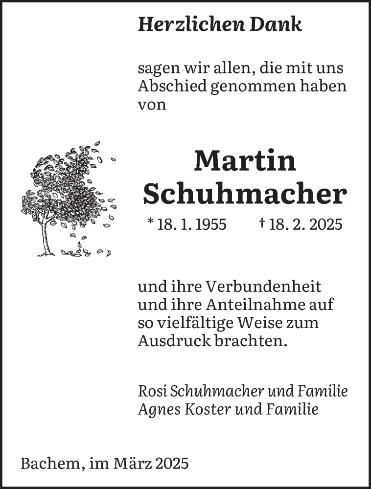  Traueranzeige für Martin Schuhmacher vom 19.03.2025 aus saarbruecker_zeitung