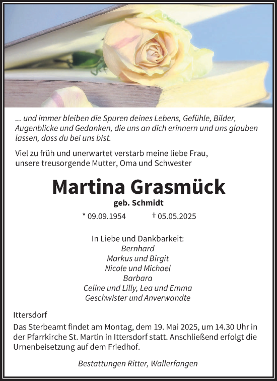 Traueranzeige von Martina Grasmück von saarbruecker_zeitung