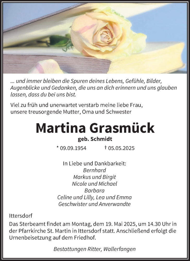 Traueranzeige für Martina Grasmück vom 10.05.2025 aus saarbruecker_zeitung