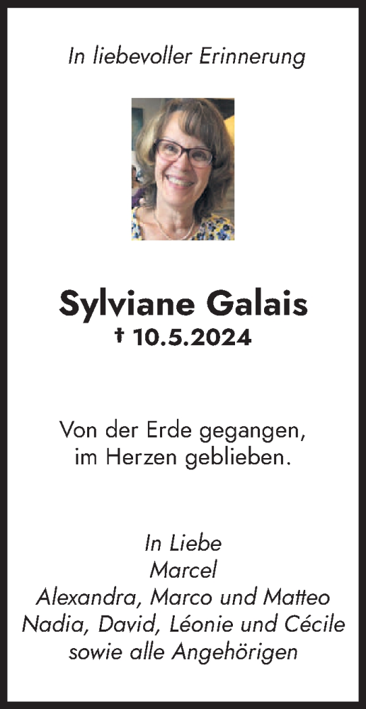 Traueranzeige von Sylviane Galais von saarbruecker_zeitung
