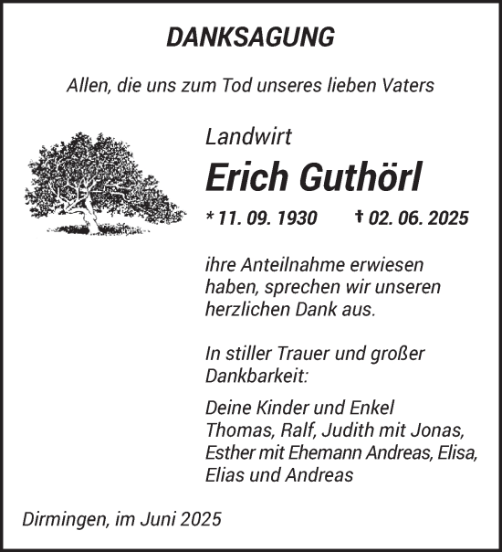 Traueranzeige von Erich Guthörl von saarbruecker_zeitung