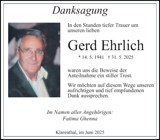 Traueranzeige von Gerd Ehrlich von saarbruecker_zeitung