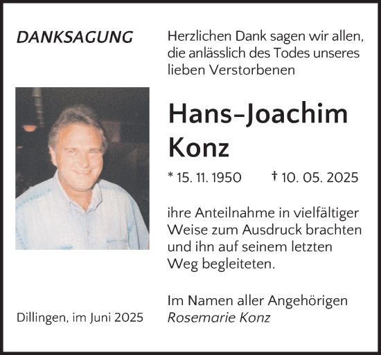 Traueranzeige von Hans-Joachim Konz von saarbruecker_zeitung