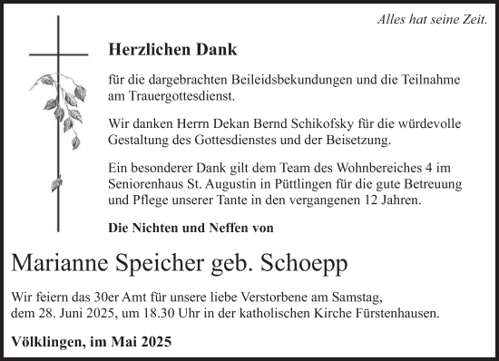 Traueranzeige von Marianne Speicher von saarbruecker_zeitung