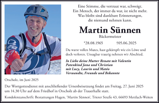 Traueranzeige von Martin Sünnen von saarbruecker_zeitung
