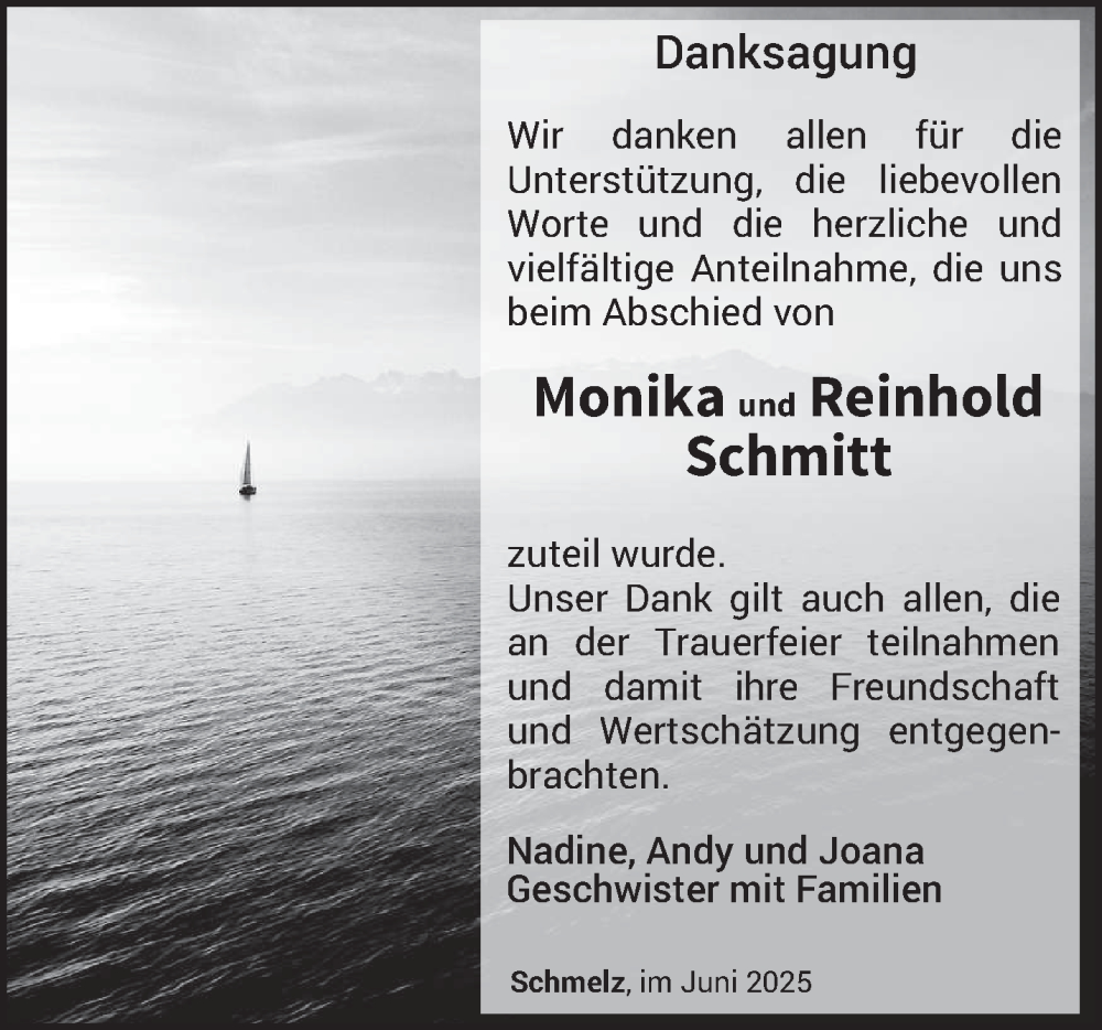 Traueranzeige für Monika Schmitt vom 28.06.2025 aus saarbruecker_zeitung