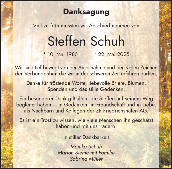 Traueranzeige von Steffen Schuh von saarbruecker_zeitung