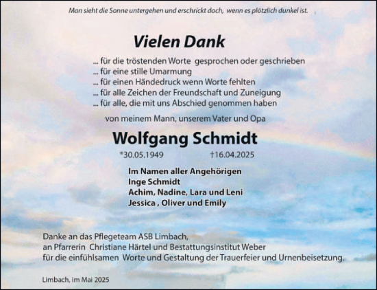 Traueranzeige von Wolfgang Schmidt von saarbruecker_zeitung