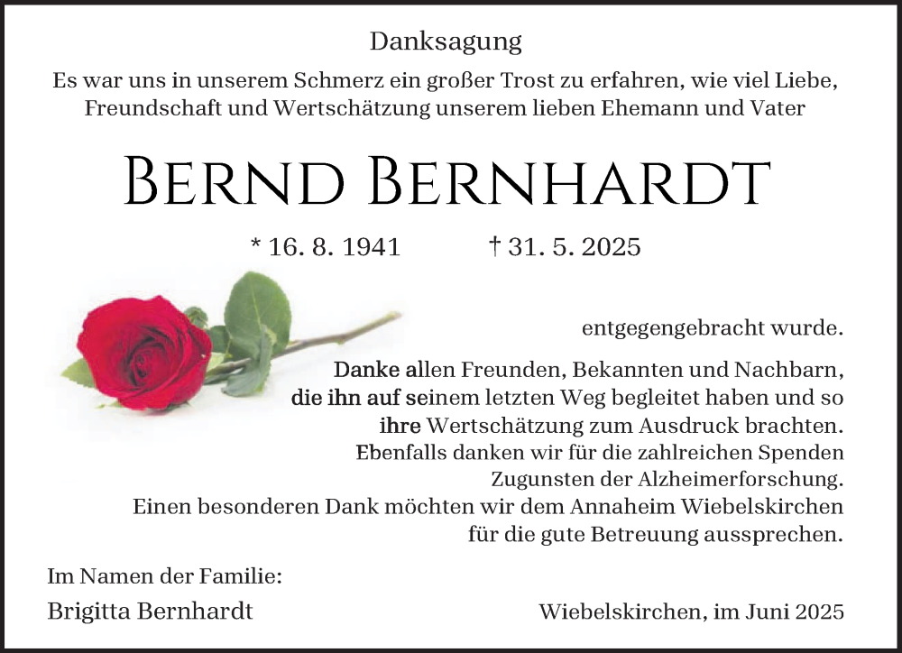  Traueranzeige für Bernd Bernhardt vom 12.07.2025 aus saarbruecker_zeitung