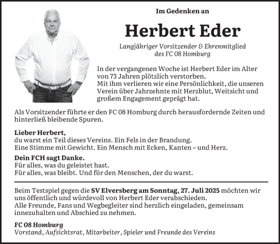 Traueranzeige von Herbert Eder von saarbruecker_zeitung