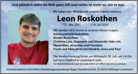 Traueranzeige von Leon Roskothen von saarbruecker_zeitung