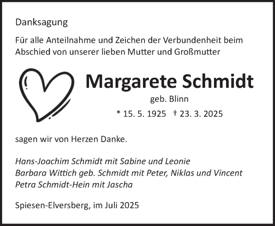 Traueranzeige von Margarete Schmidt von saarbruecker_zeitung