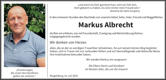 Traueranzeige von Markus Albrecht von saarbruecker_zeitung