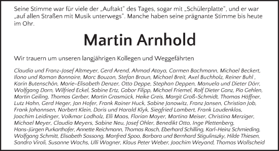 Traueranzeige von Martin Arnhold von saarbruecker_zeitung