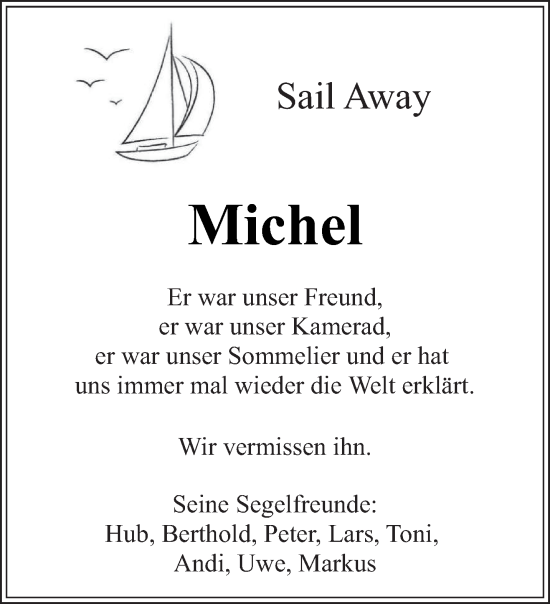 Traueranzeige von Michel  von saarbruecker_zeitung