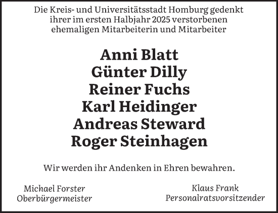 Traueranzeige von Nachruf Kreis- und Universitätsstadt Homburg von saarbruecker_zeitung