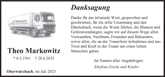 Traueranzeige von Theo Markowitz von saarbruecker_zeitung