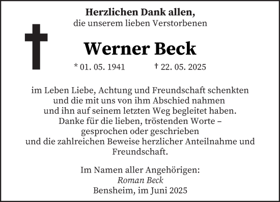Traueranzeige von Werner Beck von saarbruecker_zeitung