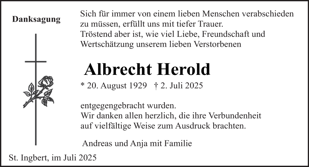  Traueranzeige für Albrecht Herold vom 02.08.2025 aus saarbruecker_zeitung