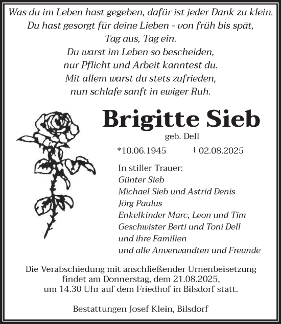 Traueranzeige von Brigitte Sieb von saarbruecker_zeitung