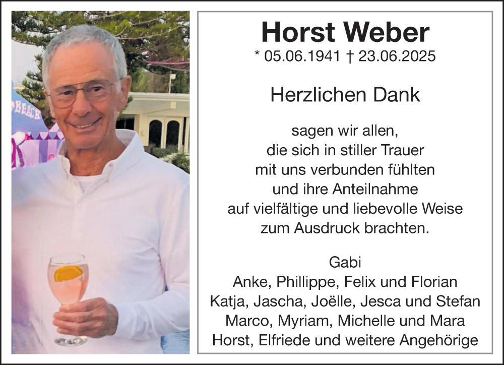  Traueranzeige für Horst Weber vom 02.08.2025 aus saarbruecker_zeitung