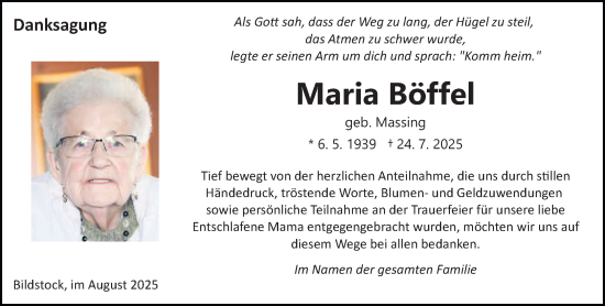 Traueranzeige von Maria Böffel von saarbruecker_zeitung