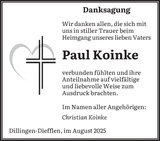 Traueranzeige von Paul Koinke von saarbruecker_zeitung