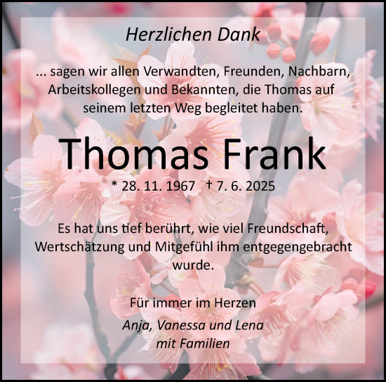 Traueranzeige von Thomas Frank von saarbruecker_zeitung