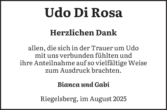 Traueranzeige von Udo Di Rosa von saarbruecker_zeitung