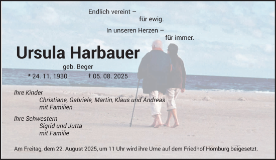 Traueranzeige von Ursula Harbauer von saarbruecker_zeitung