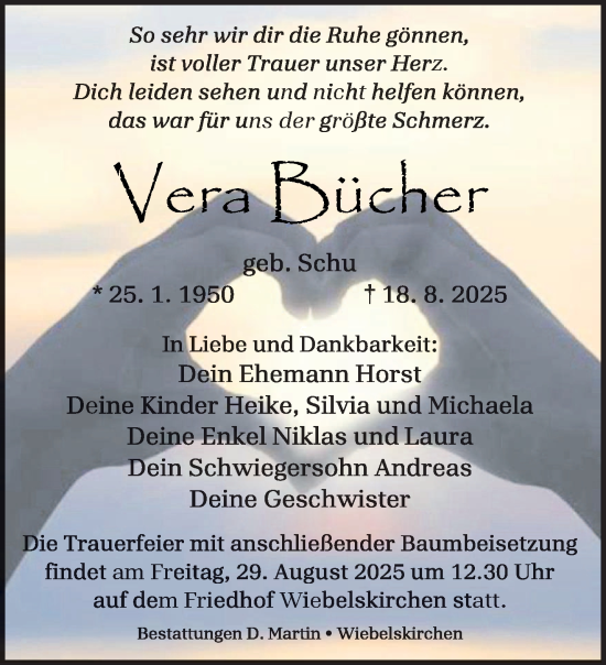 Traueranzeige von Vera Bücher von saarbruecker_zeitung