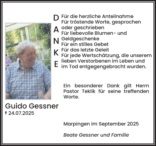 Traueranzeige von Guido Gessner von saarbruecker_zeitung
