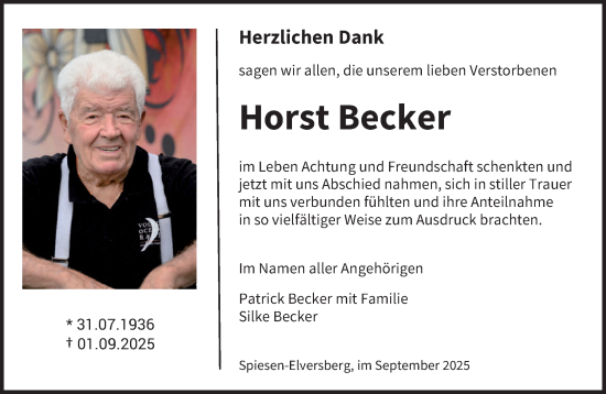 Traueranzeige von Horst Becker von saarbruecker_zeitung