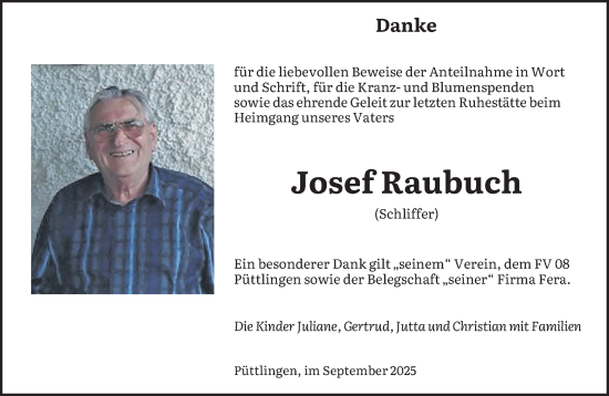 Traueranzeige von Josef Raubuch von saarbruecker_zeitung