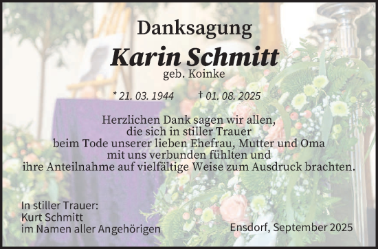 Traueranzeige von Karin Schmitt von saarbruecker_zeitung