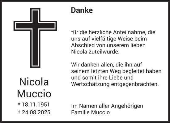 Traueranzeige von Nicola Muccio von saarbruecker_zeitung